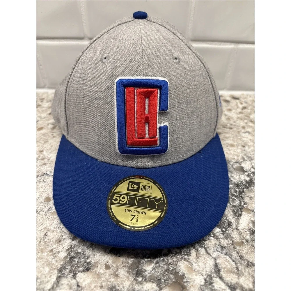 LA Clippers Hat Gray 59FIFTY NBA Hat Cap Retro Low Crown Size 7 7/8ths Sports
